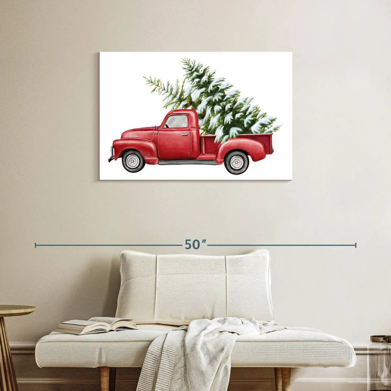 Camion de Noël rouge, H 24 po x l 36 po