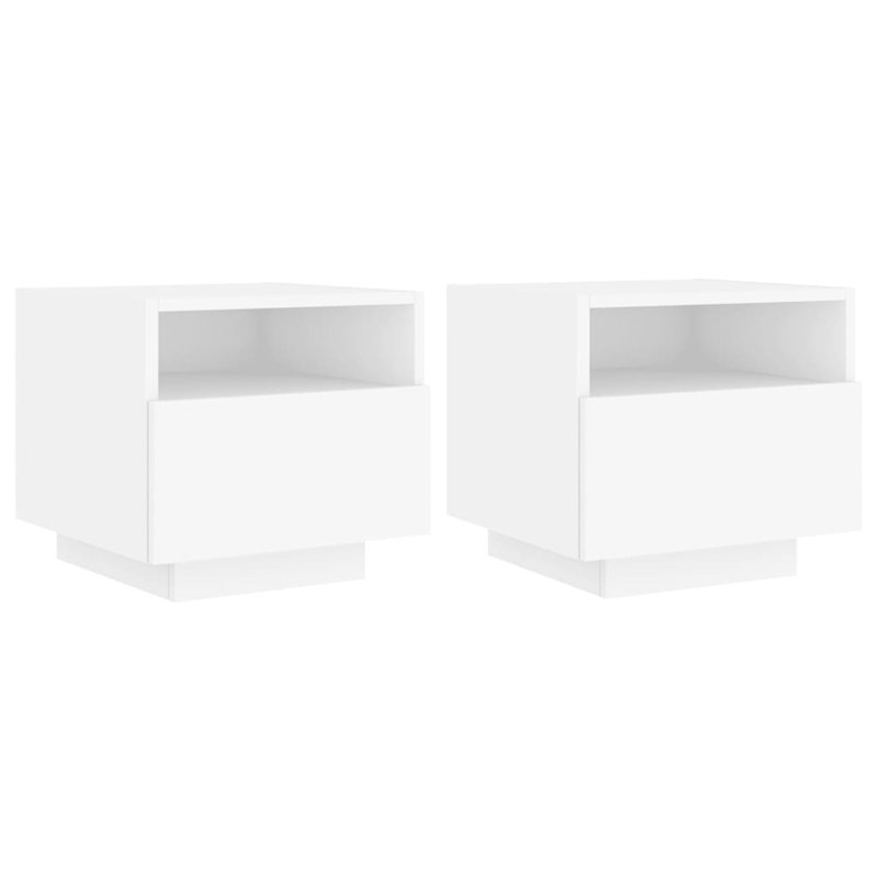 Brayli 39cm W Bedside Table, White, Set of 2