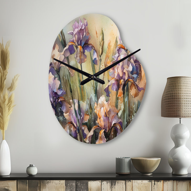 Horloge murale mauve, vert, sauvage, Iri S II - Iris, Petit