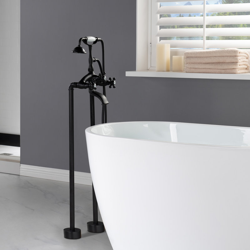 Robinet de baignoire sur pattes à trois poignées, Noir