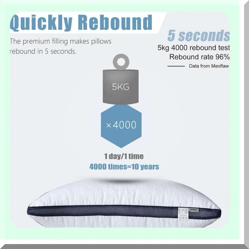 CoolDream Standard Pillow Set - 2 Pack Cooling Hotel Luxury Pillows for Sleeping. Supportive Breathable Down Alternative Gusset Pillow for Back, Stomach, Side Sleepers.