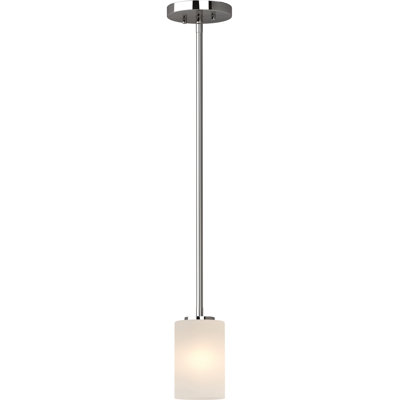 Mini-luminaire suspendu d'intérieur 1 lumière avec abat-jour cylindrique en verre givré Singh
