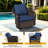 360° Swivel Chairs,  PE Wicker Outdoor Patio Set with Blue Cushions (Set of 2)-1684931121