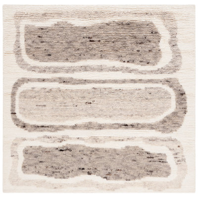 Serana Abstract Hand-Knotted Wool Area Rug in Ivory/Brown