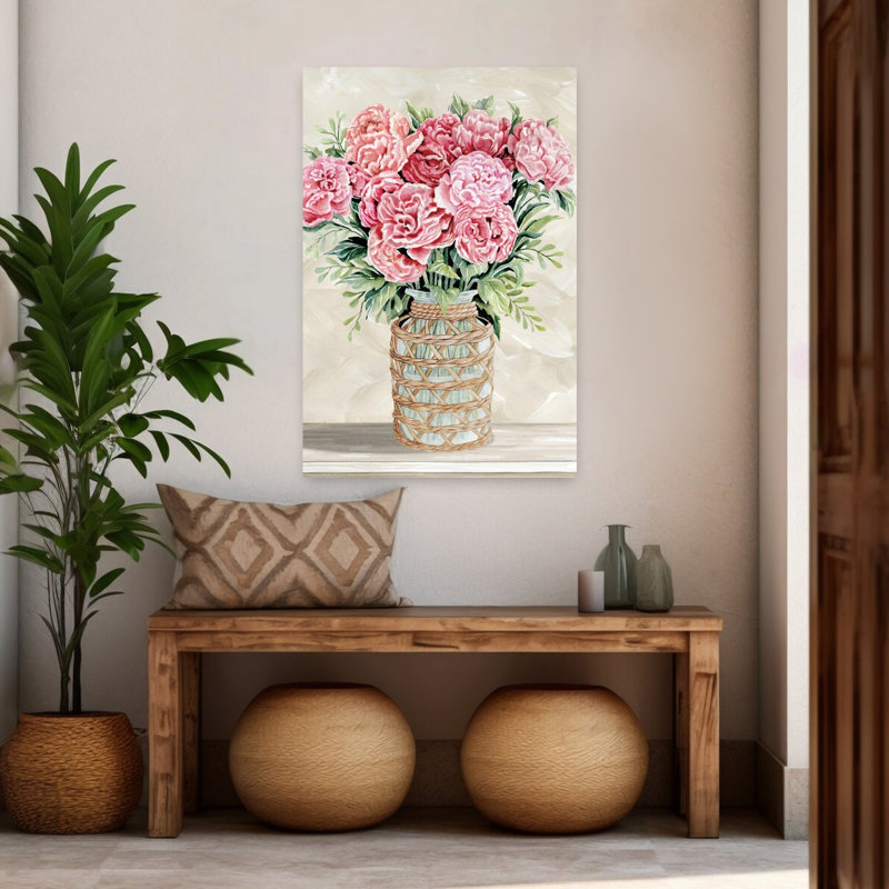 Pivoines roses pour vous, art floral, H 48 po x l 32 po