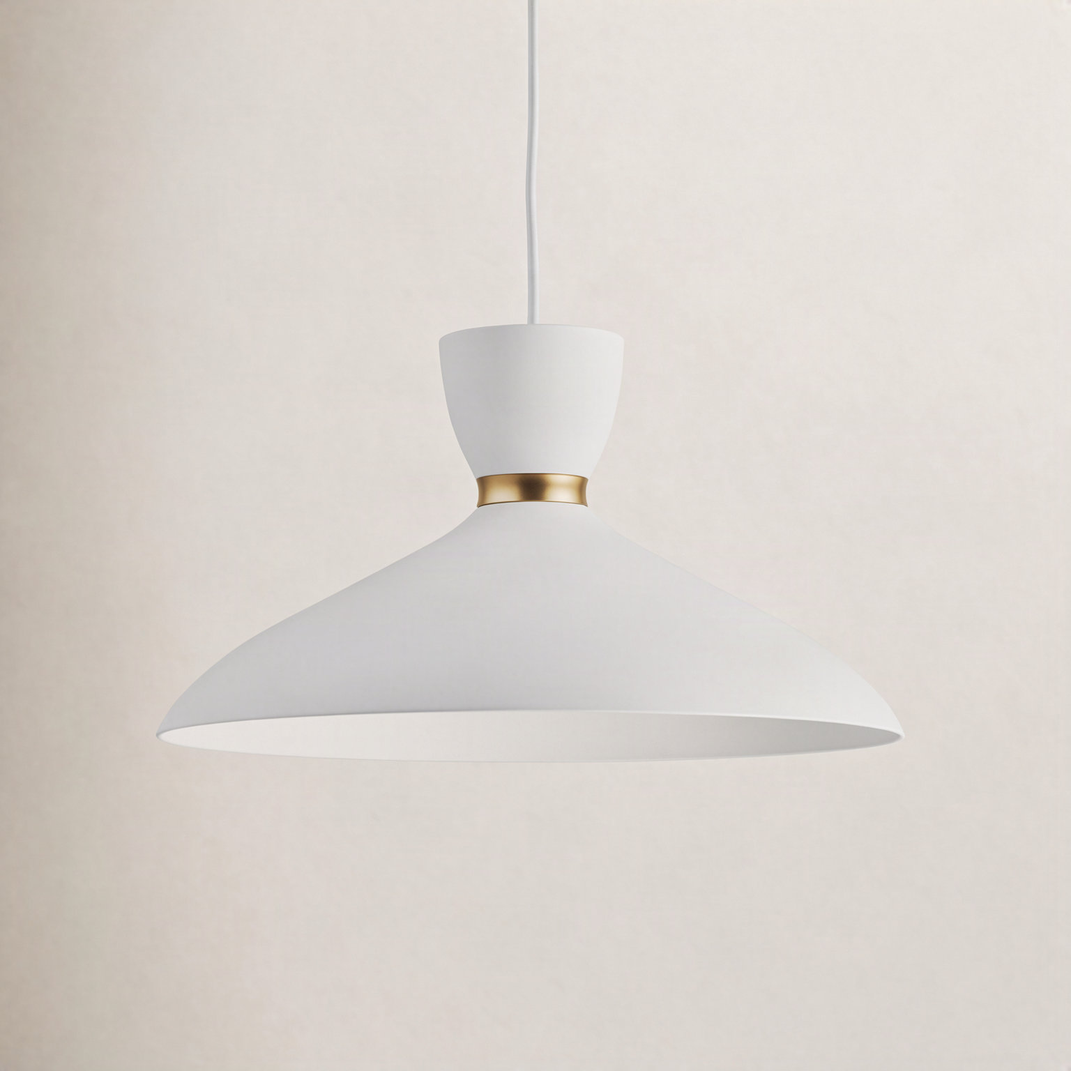 Single Light Aluminum Aluminium Dimmable Pendant, Satin Brass/White