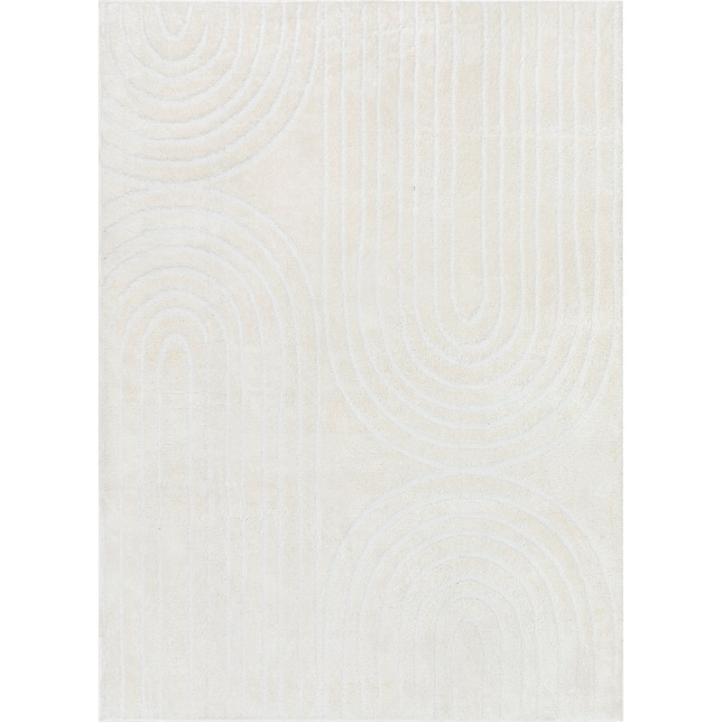  Tapis à poil long ivoire Feliz Boho, Rectangle 7 pi 10 po x 9 pi 10 po