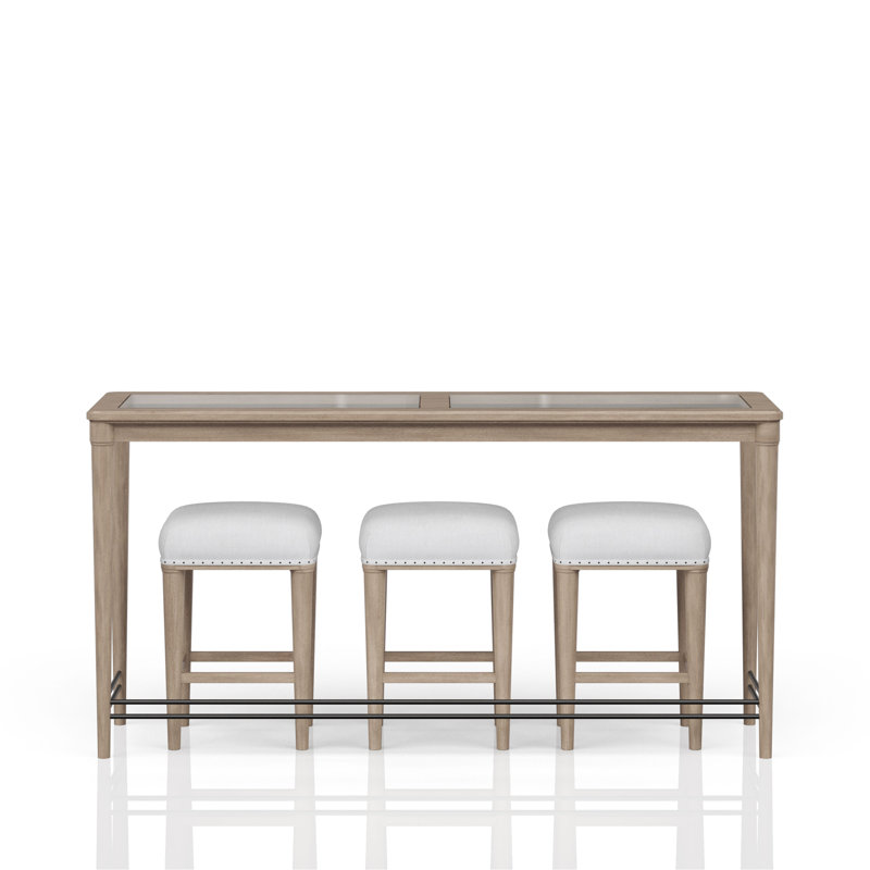 Frosted Glass Console Table With 3 Stools