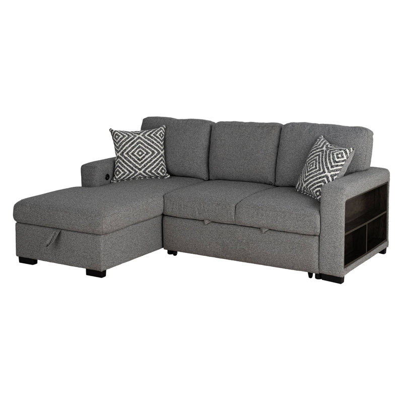 93.4" W Contemporary Left-Chaise Sectional, Gray, Left Hand Facing
