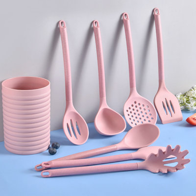 8Pcs Silicone Utensils Set, Cooking Utensils Set With Wheat Straw Handle, Cooking Spoons With Holder, Bpa Free, Heat Resistant -  SC0GO, Q-1114