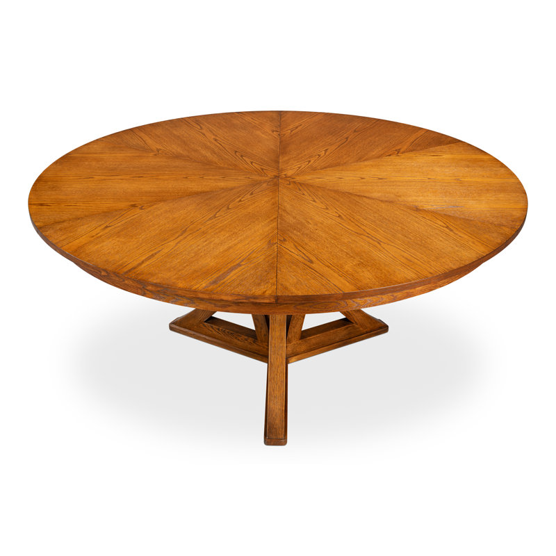 Casual Oak Round Dining Table, 30"H x 55"L x 55"W, Tobacco Brown