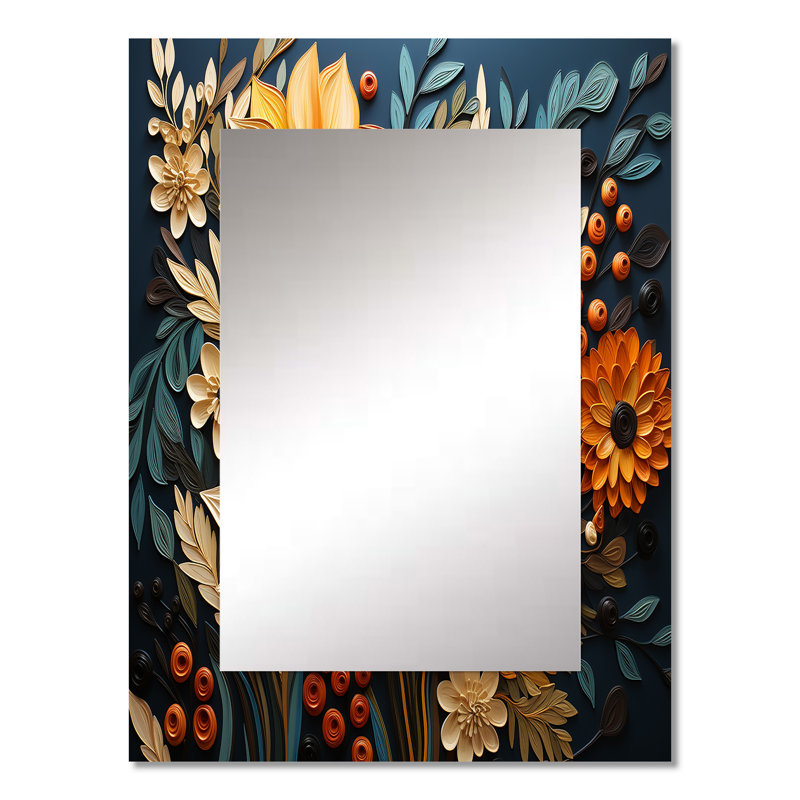 Abstrait, tournesol symphonique - grand tournesol miroir, miroir mural décoratif traditionnel, impression d'art en métal