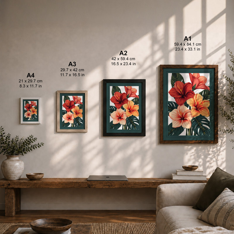 Hibiscus Cluster Botanical - Print, Unframed, A1 - 84.1 x 59.4 cm