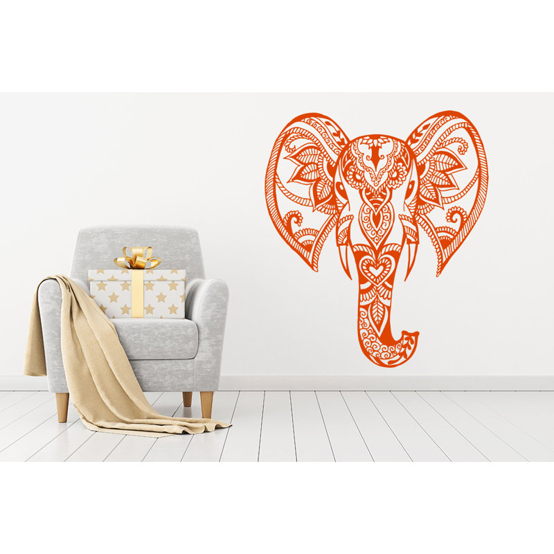 Décalcomanie murale éléphant mehndi Yatton, Orange