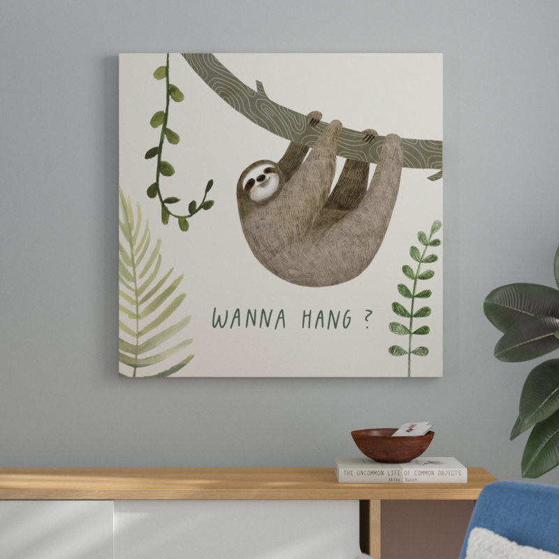 «Sloth Sayings I», peinture sur toile, H 36 po x l 36 po, Toile tendue