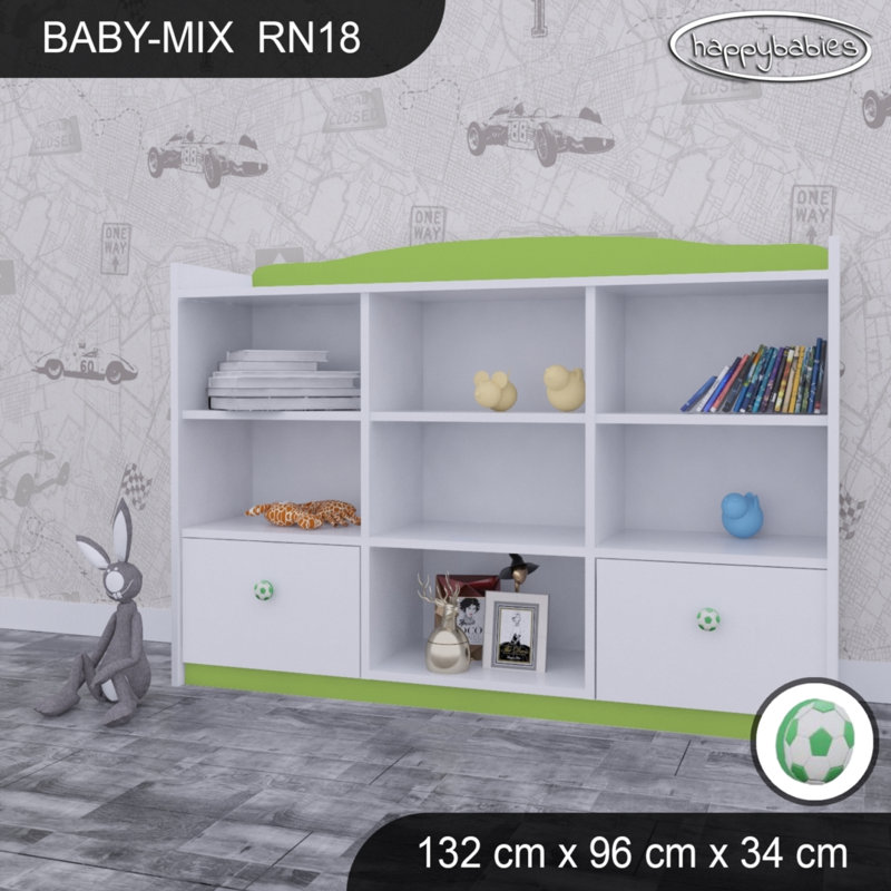 96cm H X 132cm W Kids Cube, White/Green/Green