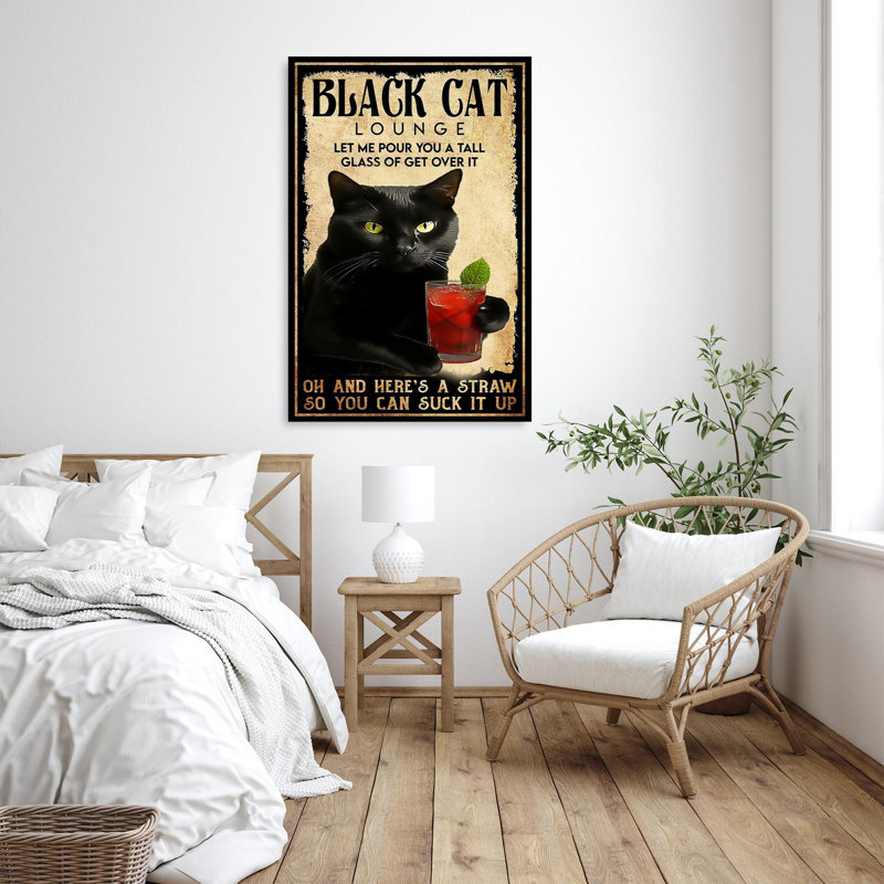 Black Cat Lounge - 1 pièce, impression sur toile tendue, H 36 po x l 24 po x P 1,25 po