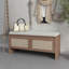 Banc de rangement en rotin avec coussin rembourré - Range-chaussures d'entrée naturel antique