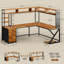 Bureau d'ordinateur en L avec huche et 3 tiroirs, bureau convertible 94,5 po-749878336