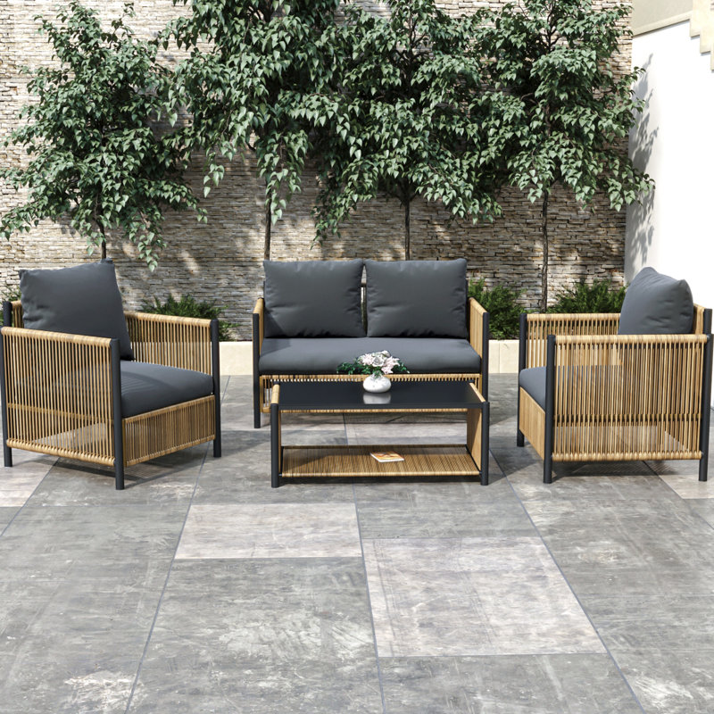 Pe d'extérieur avec plateau en verre amovible - Patio moderne à décor polyvalent - Améliorez votre jardin