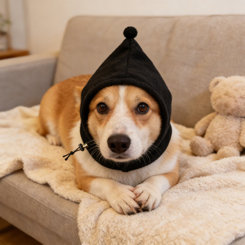Chapeau d'hiver pour animaux de compagnie avec doublure en polaire, taille S, noir, BKS