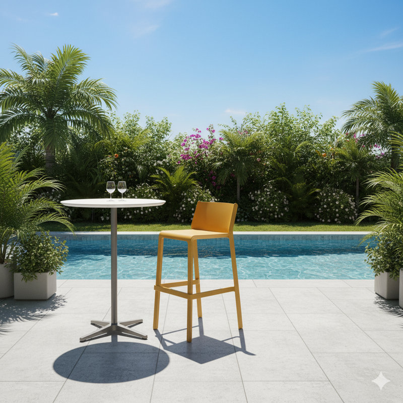 Plain Outdoor 30" Patio Bar Stool, Yellow