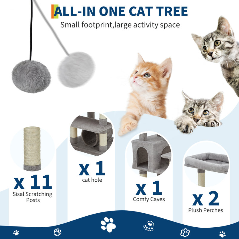 188cm H Cat Tree, Grey
