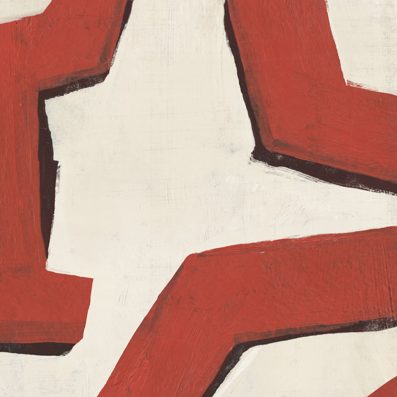 «Red Thread I» par Annie Warren - peinture sur toile tendue, H 20 po x l 20 po