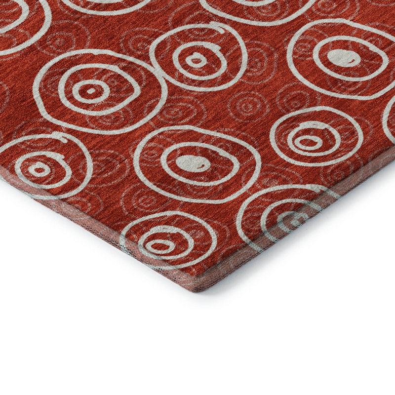 Tapis rouge Prisco lavable à la machine de qualité supérieure, Rond 8 pi
