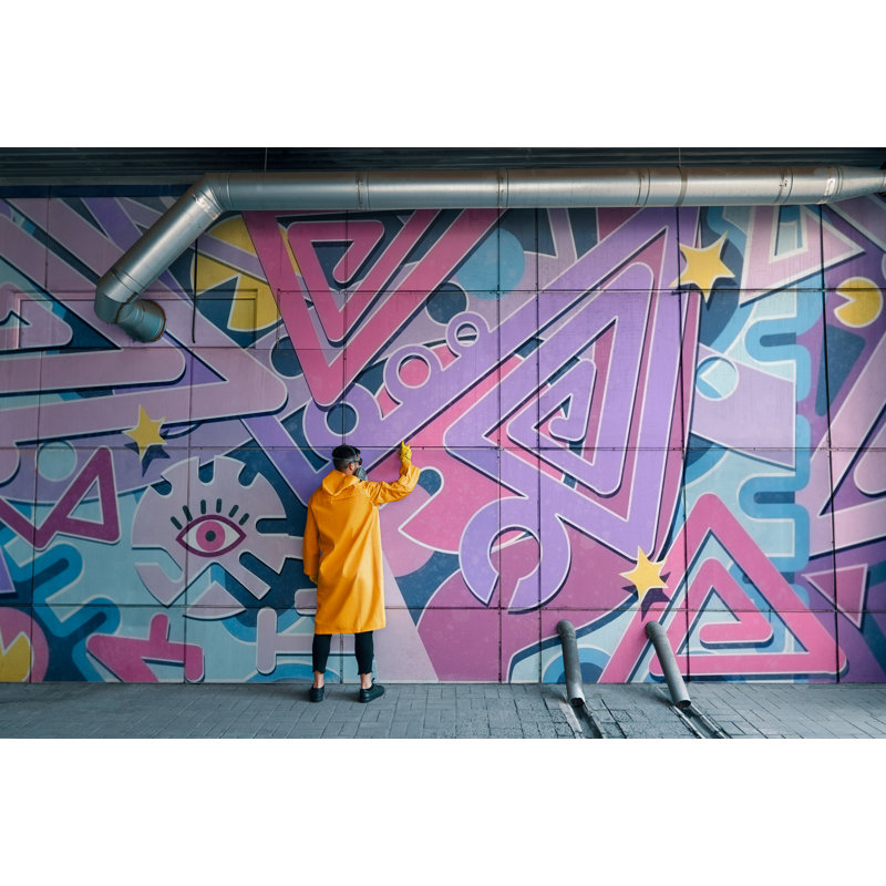 Street Artist Painting Colorful Graffiti On Wall by Viktor_Gladkov - Wrapped Canvas Print, 51cm H x 76cm W x 3.8cm D