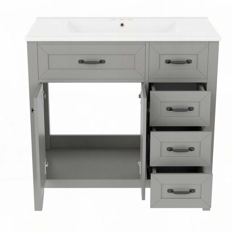 Meuble-lavabo 36 po avec lavabo, Gris
