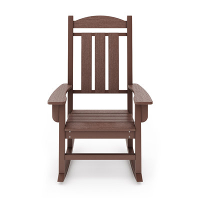 Chaise berçante de jardin traditionnelle, siège incurvé confortable, porche en acier inoxydable avec matériaux et détails météorologiques