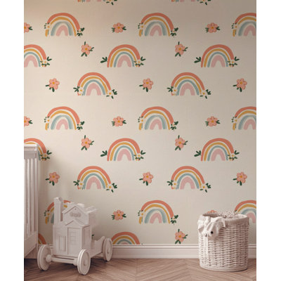 Murale fantaisiste en papier peint arc-en-ciel fantaisiste