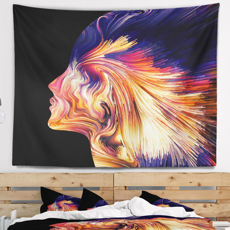 Explosion abstraite de la tapisserie de la pensée, H 50 po x l 60 po