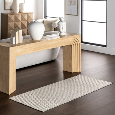 Yulia Geometric Bands Machine Washable Area Rug