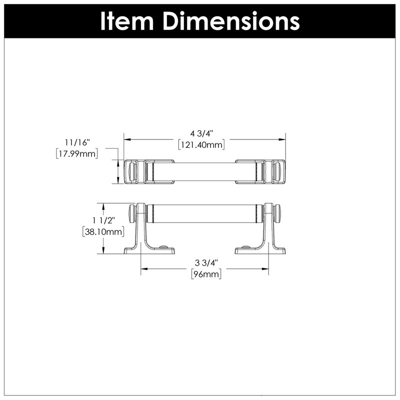 Reserve Bar / Handle Pull, Satin Nickel/Brown, 3"