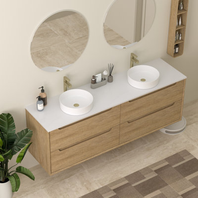 Meuble-lavabo mural 72 po avec lavabo et meuble-lavabo mural 72 po