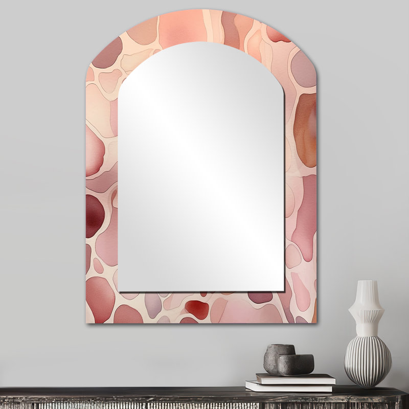 «Nutshell Abstractions», aquarelle abstraite I - grand miroir arqué de formes abstraites, décor de miroir mural asymétrique moderne, impression sur métal