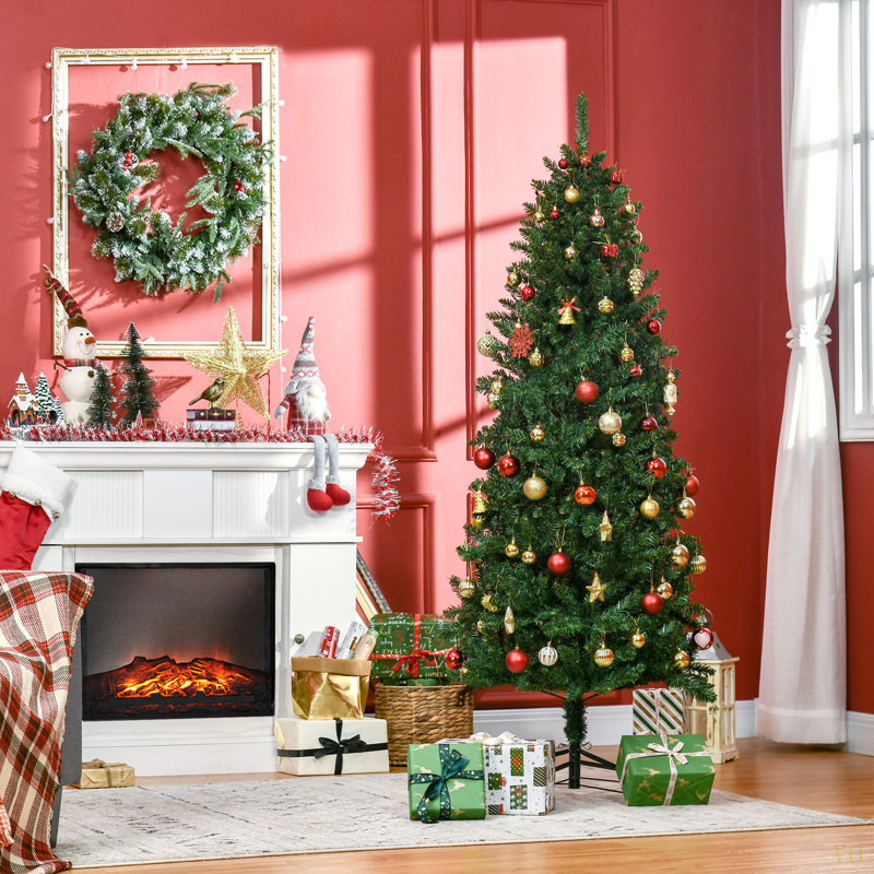 6' Tall Unlit Slim Fir Artificial Christmas Tree With Realistic Branches, And 583 Tips,