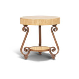 Adrian - Outdoor Side Table w/ Solid Travertine Top & Hand Painted Aluminum Base