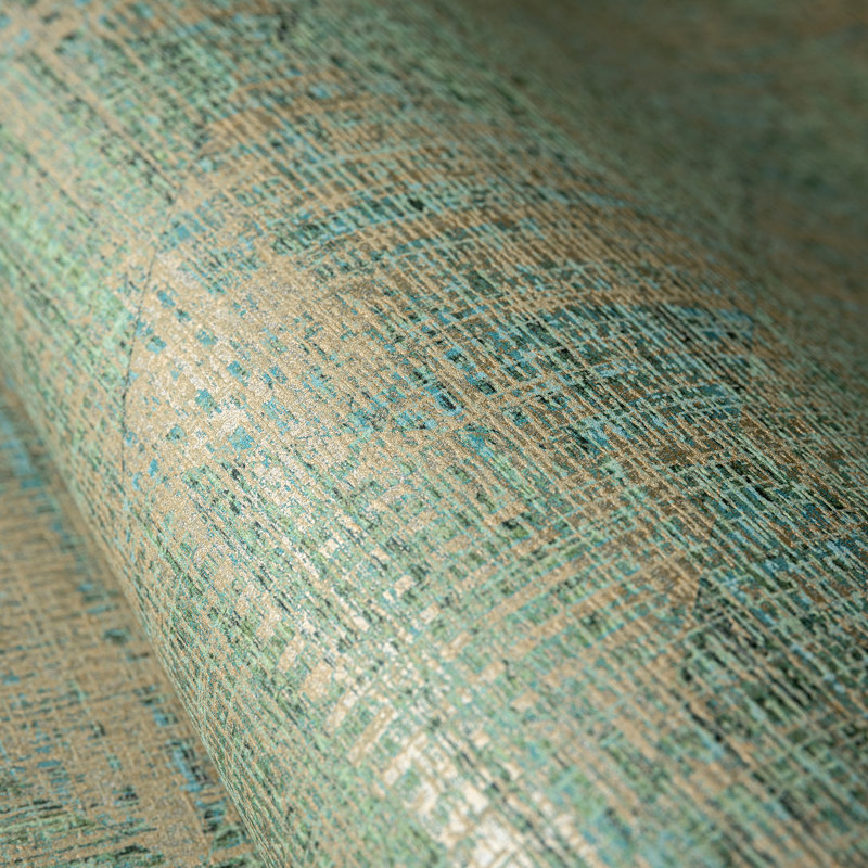Pepper Sheen Finish Geometric Diamond Raffia Wallpaper Roll, Teal