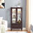 Lighted Glass Cabinet with Adjustable Glass Shelves 2 Doors and 1 drawer-1975636688-1948380700