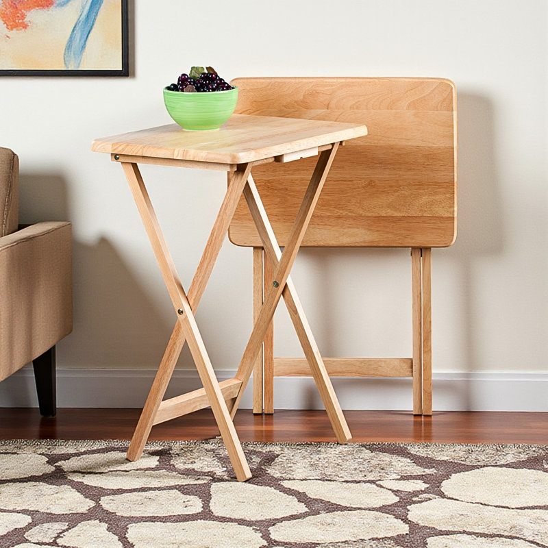 Ensemble de 2 tables pliantes Ilsefriede au fini naturel, H 25,93 po x L 18,91 po x P 14,41 po, Marron clair