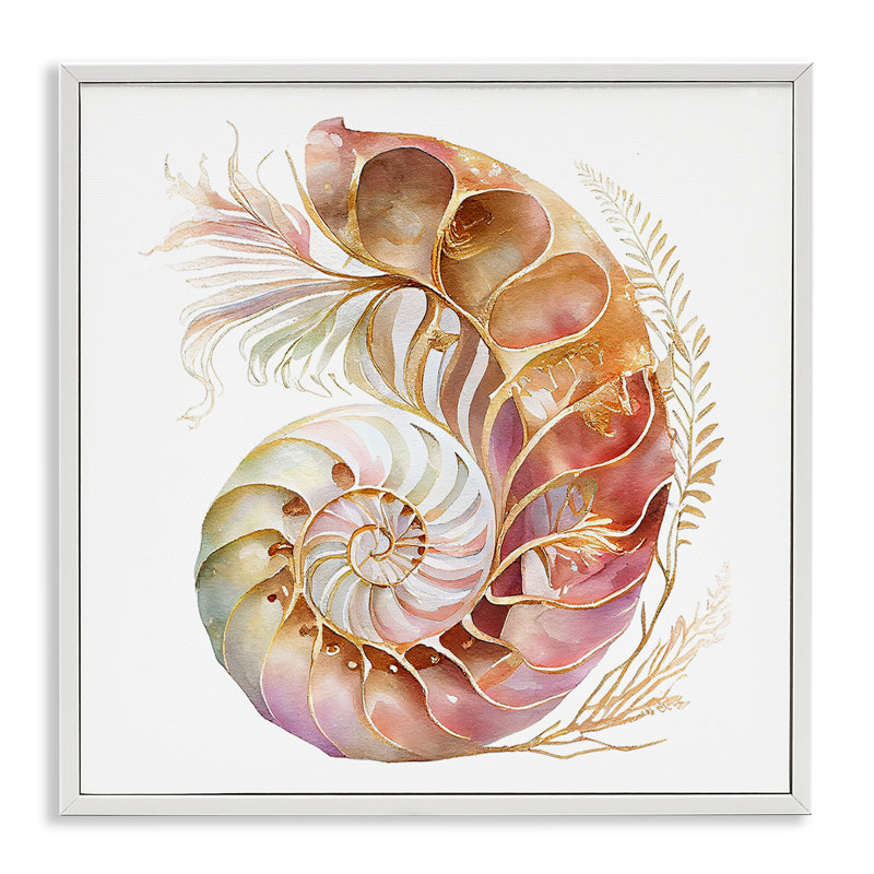 Art giclée frisée avec motif Nautilus par Birch & Ink, H 17 po x l 17 po, Cadre blanc