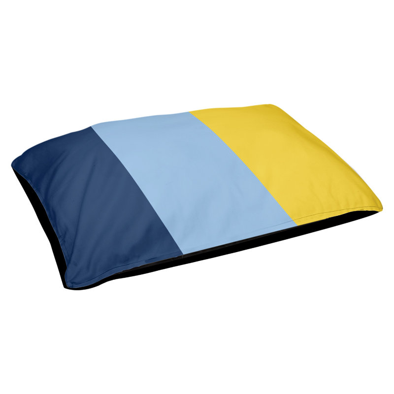 Coussin rectangulaire designer Tampa Bay, Grand (L 40 po x l 50 po), Bleu marine / bleu pâle / jaune
