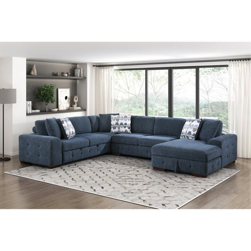 Mobilier de salon en bois de chenille capitonné avec canapé-lit modulaire 5 pièces Modern Modern