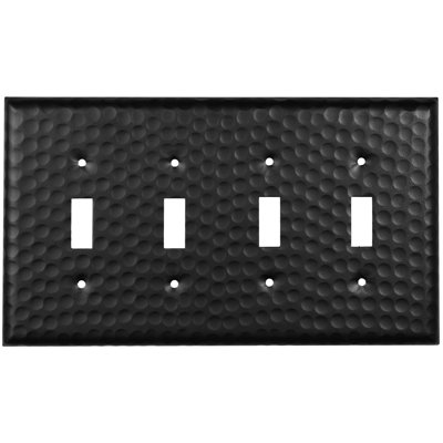 Hand Hammered 4-Gang Toggle Light Switch Standard Wall Plate