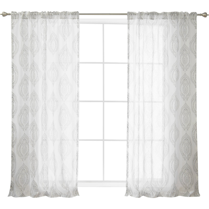 Paire de rideaux transparents avec passe-tringle Yareli, Gris