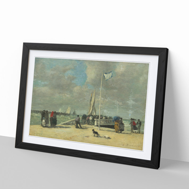 On the Jetty by Eugene Boudin - Framed Print, Black Framed, 27cm H x 36cm W x 2cm D
