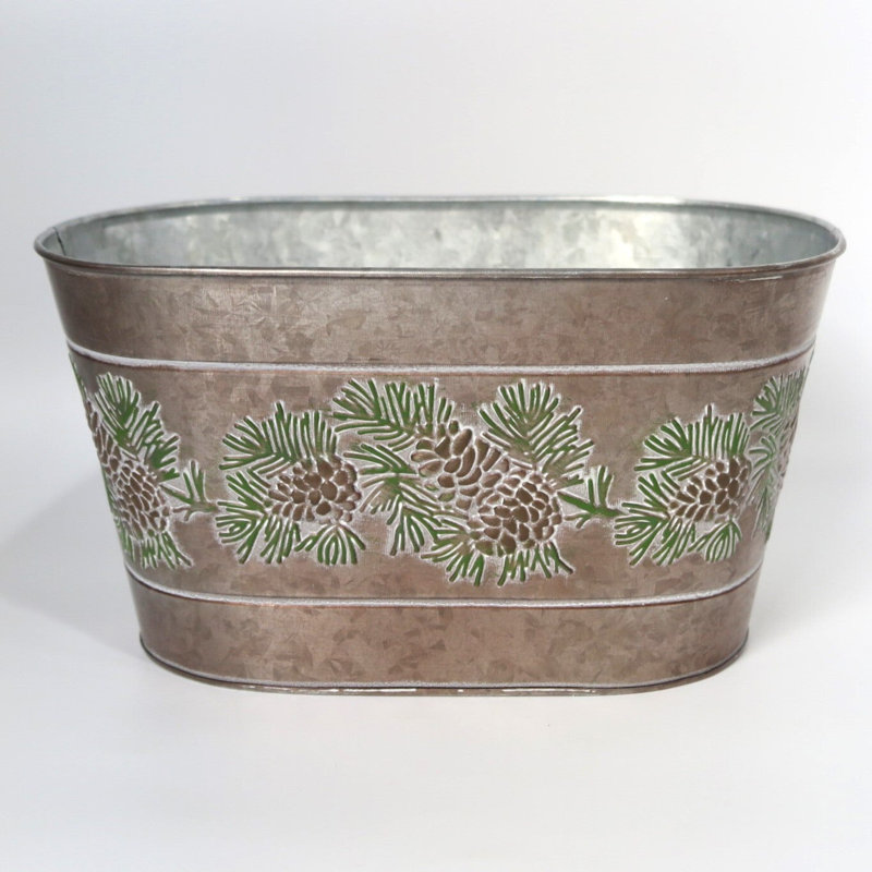 Pot à fleurs embossé, H 6 po x l 11 po x H 7,25 po